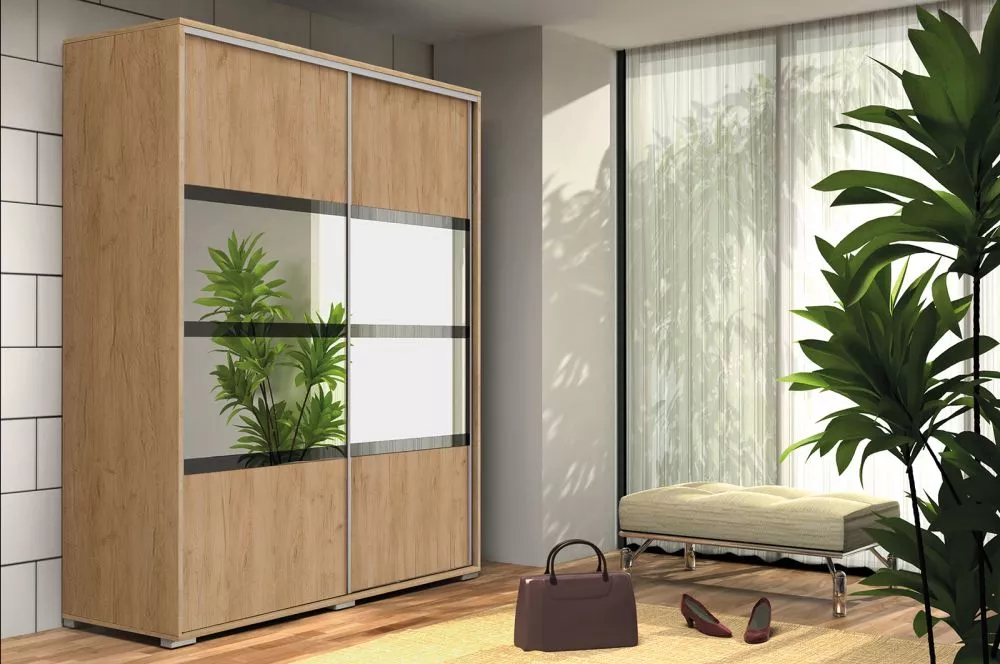 Skapis Modern A9 · Ozols craft zelts · 150 × 62 × 215 cm