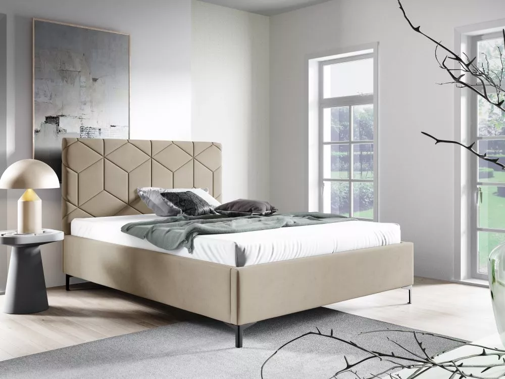 Gulta PK35 ar stelāžu Guļamvietas platums: 160 cm, Guļamvietas garums: 200 cm, stelāžas tips: metāla, · Kapučino · 178 ×