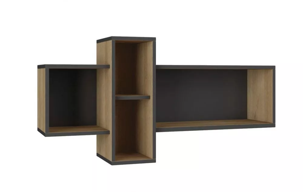 Plaukts Nano 11 · Grafīts + ozols riviera · 110 × 55 × 28.5 cm