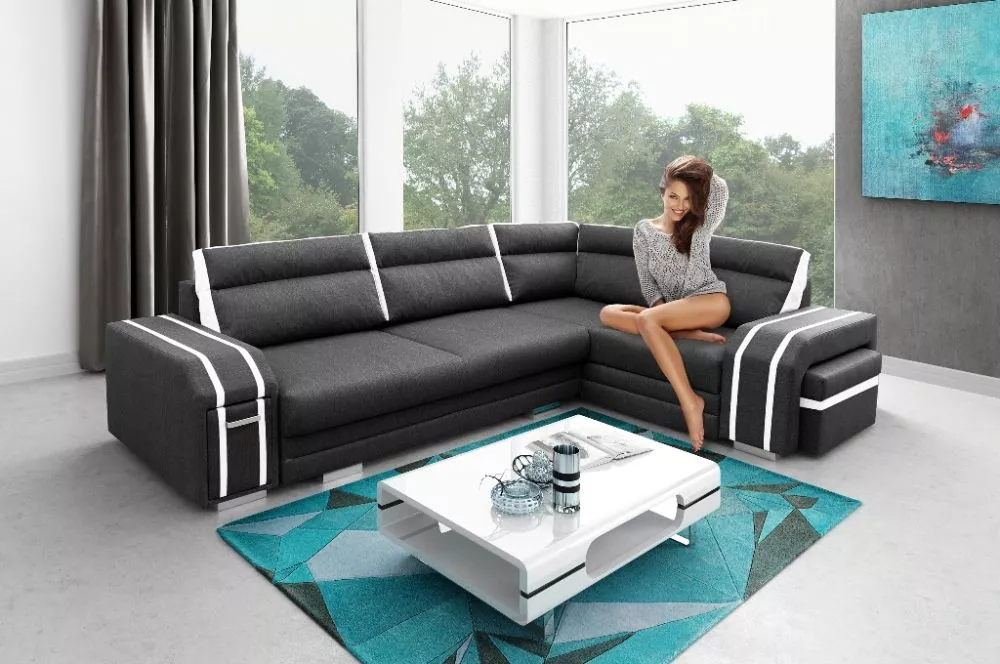Dīvāns Avatar Standard · Melns + balts · 205 × 305 × 90 cm