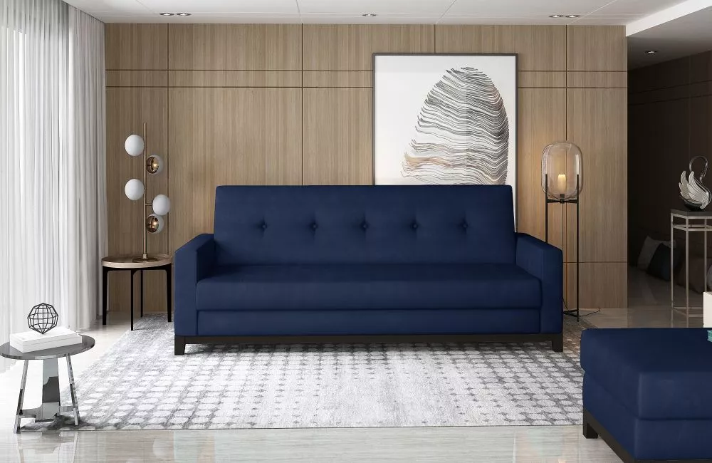 Dīvāns Selene Walnut standard · Tumši zils · 87 × 216 × 93 cm