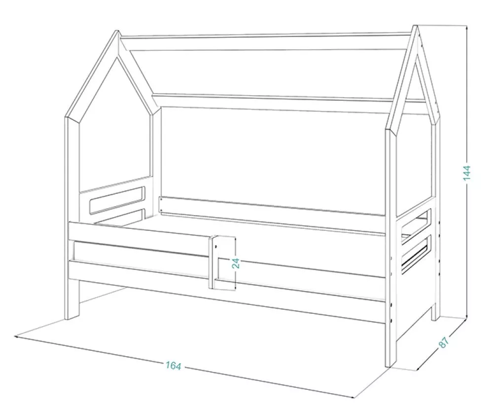 Bērnu gulta Domek D3-B ar stelāžu Guļamvietas platums: 80 cm, Guļamvietas garums: 160 cm, · 87 × 164 × 144 cm