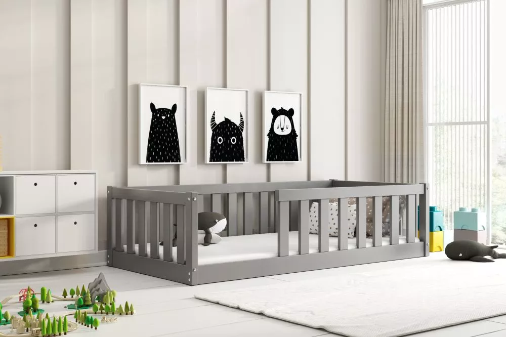 Bērnu gulta Bella Sima Guļamvietas platums: 80 cm, Guļamvietas garums: 160 cm, · Grafīts · 86 × 165 × 40 cm