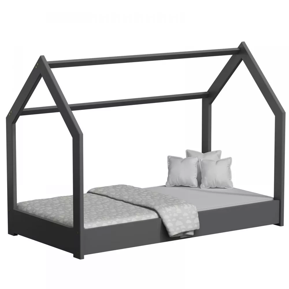 Bērnu gulta Domek D1 ar stelāžu Guļamvietas platums: 80 cm, Guļamvietas garums: 160 cm, · Pelēks · 89 × 166 × 122 cm