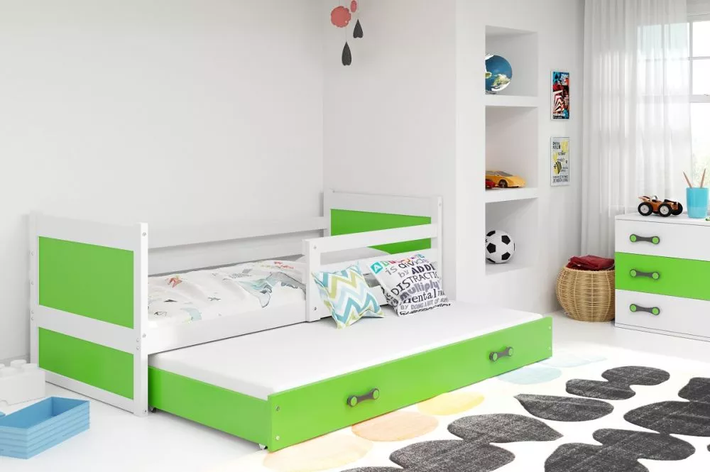 Bērnu gulta Rico Trundle White ar stelāžu Guļamvietas platums: 90 cm, Guļamvietas garums: 200 cm, · 97 × 205 × 73 cm