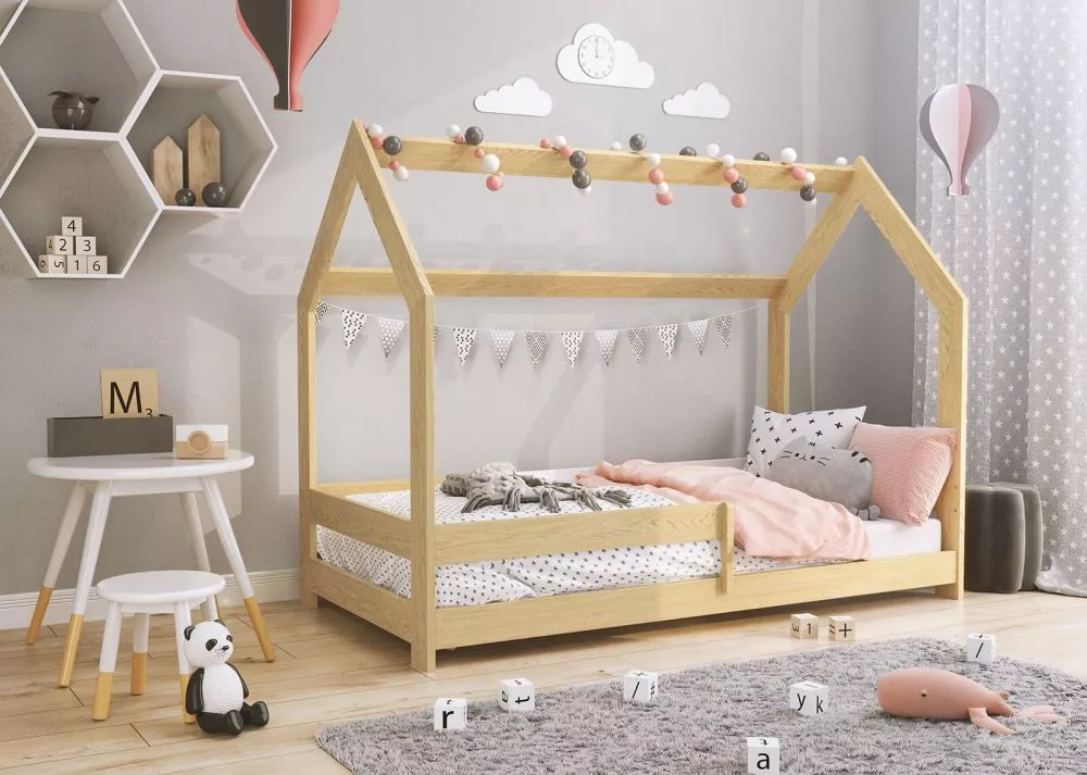 Bērnu gulta Domek D5 ar stelāžu Guļamvietas platums: 80 cm, Guļamvietas garums: 160 cm, · 87 × 164 × 124 cm