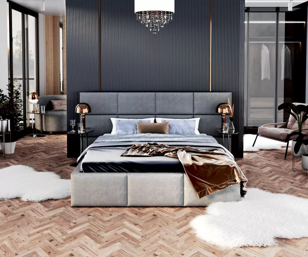 Gulta Denver Premium Standard ar stelāžu Guļamvietas platums: 180 cm, Guļamvietas garums: 200 cm, stelāžas tips: metāla,
