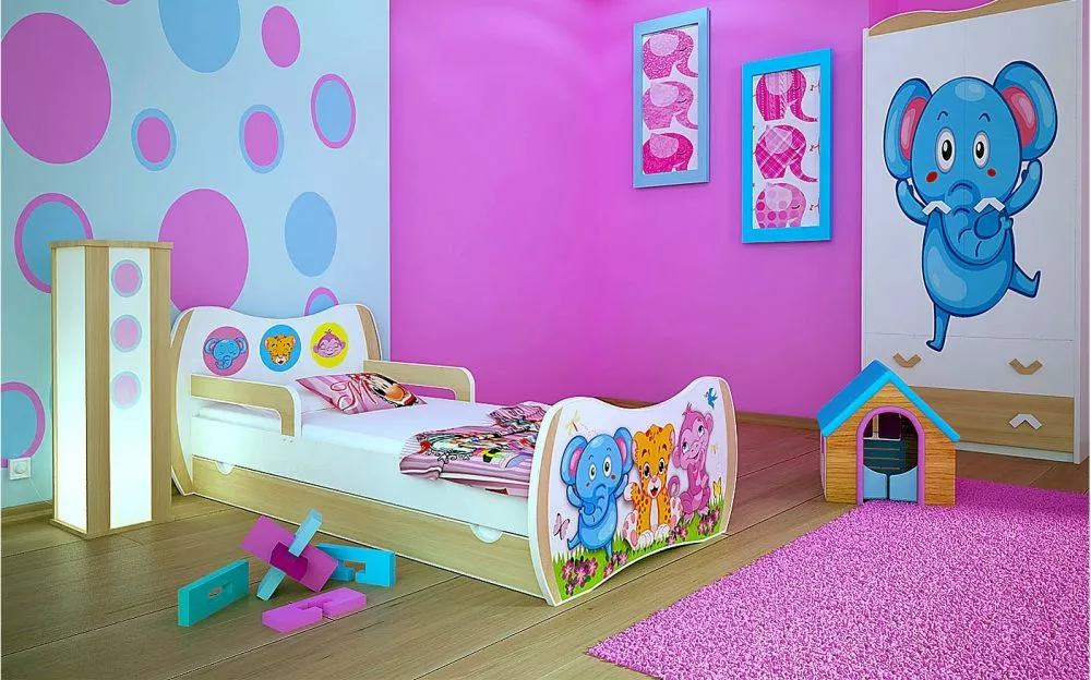 Bērnu gulta Dream L04 160x80 DM04 ar stelāžu Guļamvietas platums: 80 cm, Guļamvietas garums: 160 cm, · 104 × 164 × 71 cm