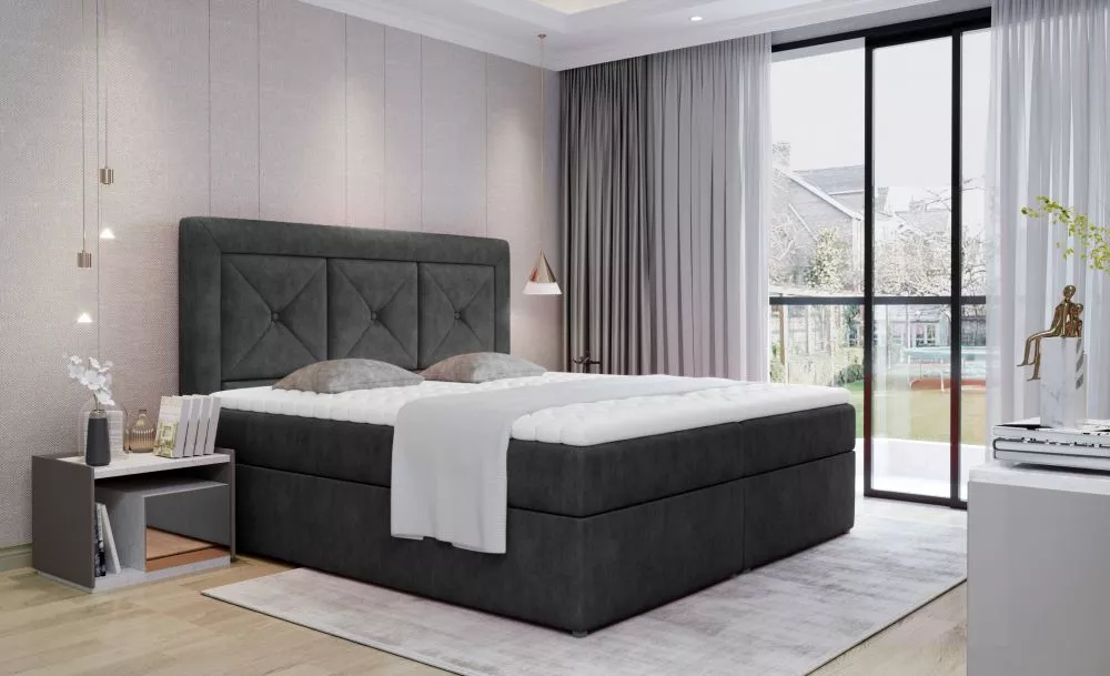 Gulta Idris Boxspring Premium standard Guļamvietas platums: 180 cm, Guļamvietas garums: 200 cm, · Grafīts · 180 × 215 × 
