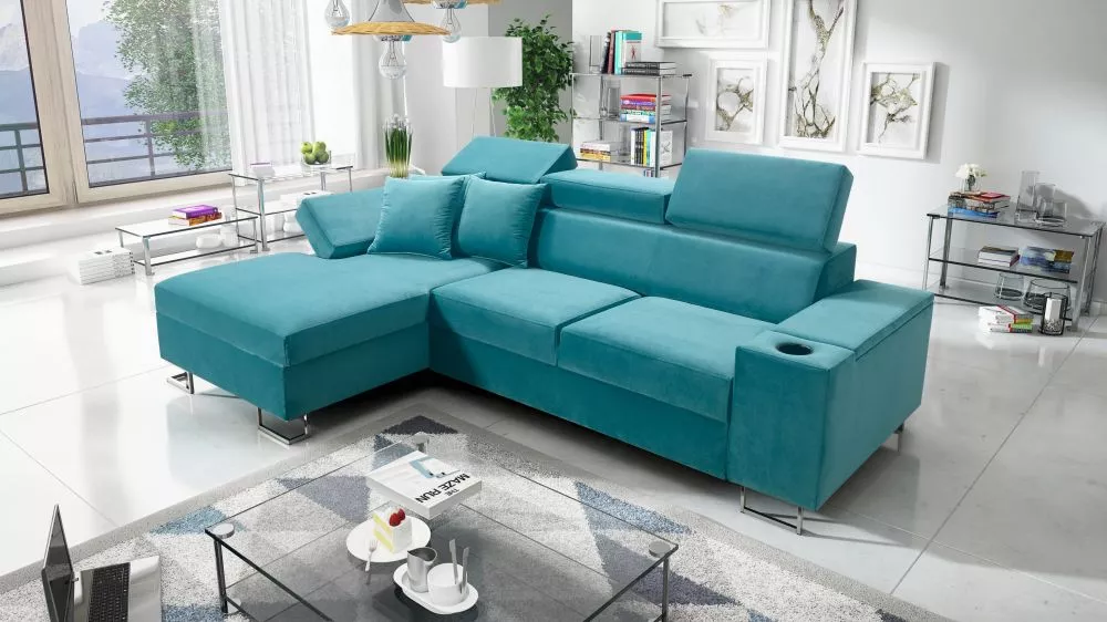 Dīvāns Solvato 1 Maxi Standard · Tirkīzs · 184 × 284 × 100 cm