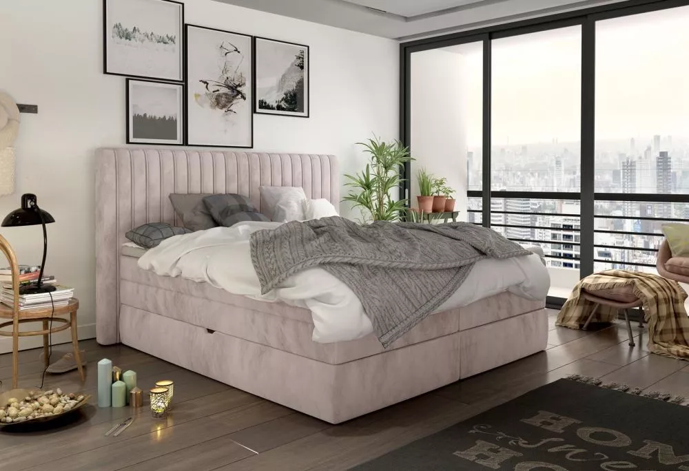 Gulta Minola Boxspring Guļamvietas platums: 160 cm, Guļamvietas garums: 200 cm, · 179 × 217 × 121 cm