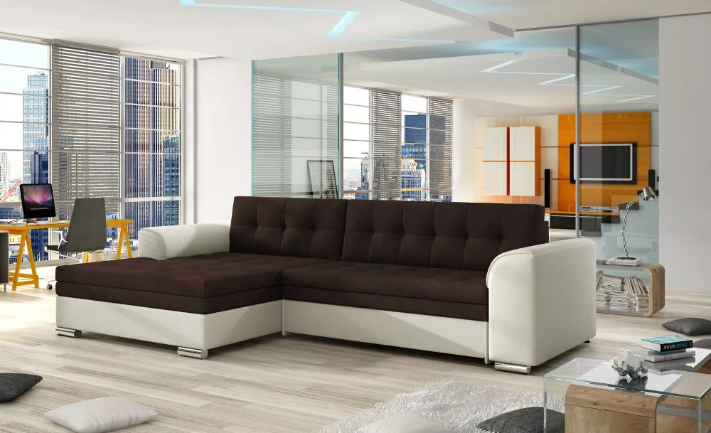 Dīvāns Conforti standard · Tumši brūns + bēšs · 165 × 270 × 80 cm