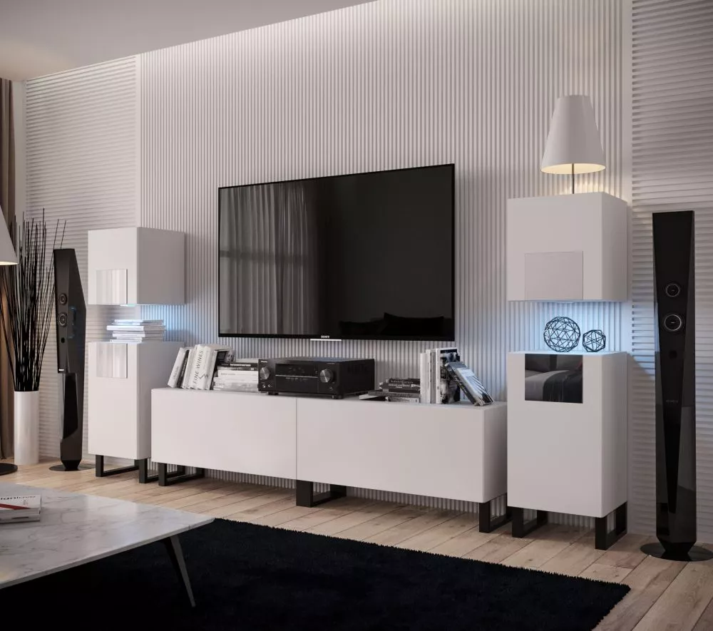 Sekcija New Concept C90 ar LED · Balts · 260 × 35 × 133 cm