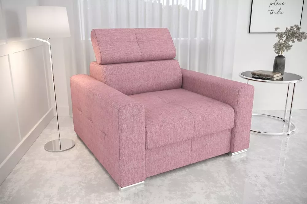 Mīksts krēsls Margo 1S Standard Sēdvietas dziļums: 60 cm, · Rozā · 110 × 100 × 78 cm