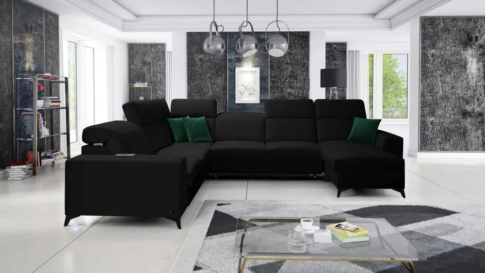 Dīvāns Belutti 8 Mix Standard · Melns · 288 × 362 × 84 cm