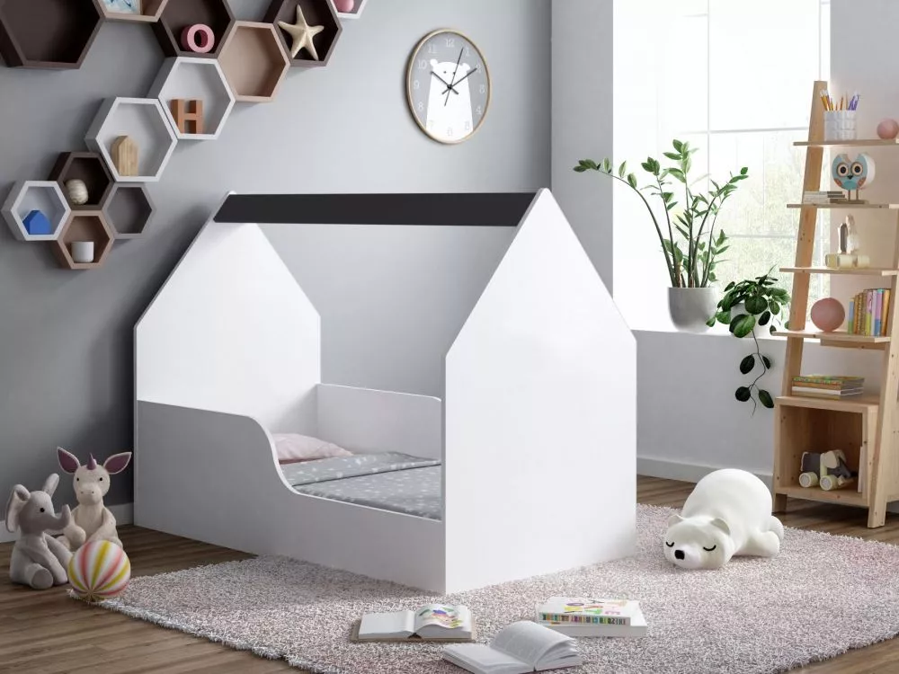 Bērnu gulta House 2 ar stelāžu Guļamvietas platums: 70 cm, Guļamvietas garums: 140 cm, · 70 × 144 × 106 cm