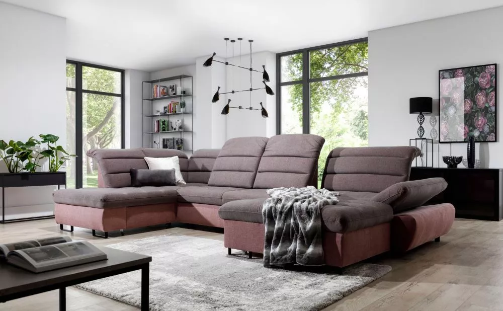 Dīvāns Roma Relax XL standard · Violets + rozā · 217 × 373 × 91 cm