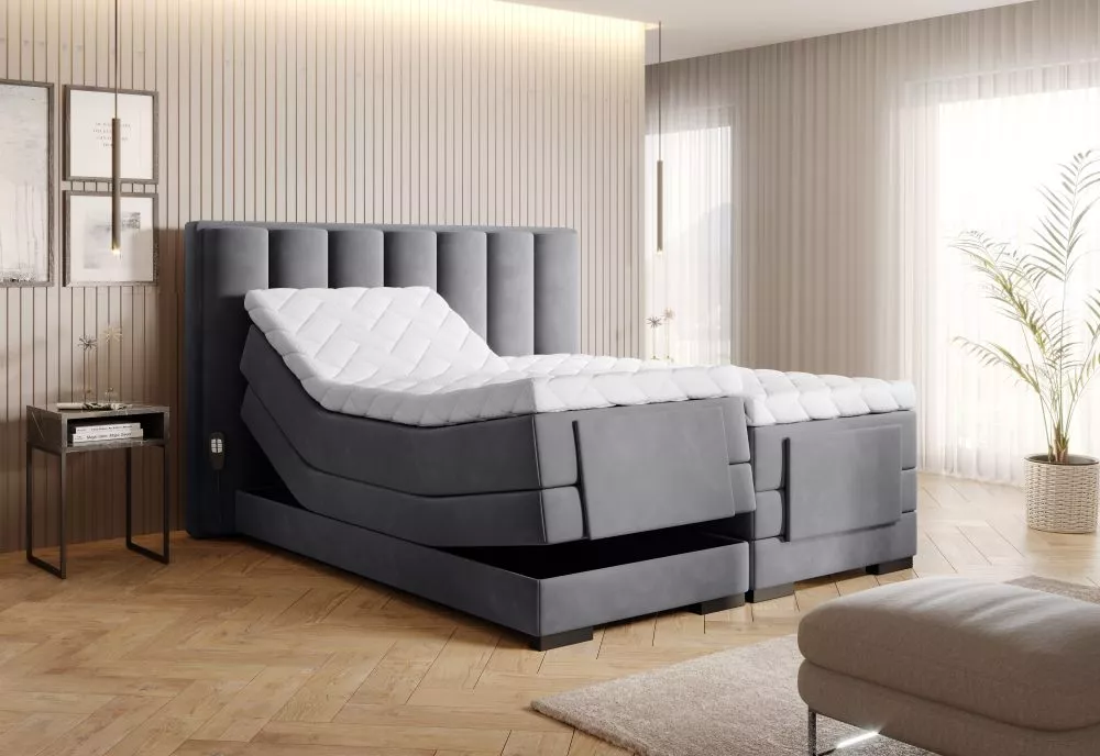 Gulta Veros Electric Boxspring Standard Guļamvietas platums: 160 cm, Guļamvietas garums: 200 cm, · Tumši pelēks · 178 × 