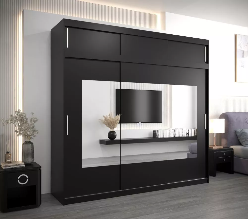 Skapis Torino SZ Premium · Melna · 250 × 62 × 240 cm
