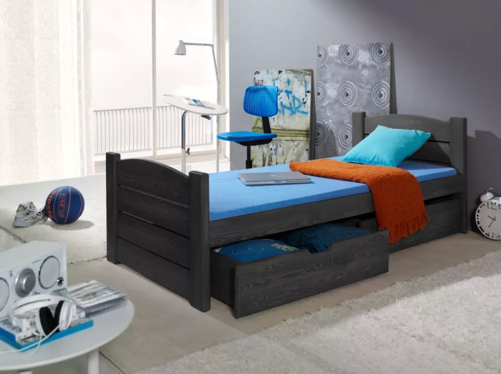 Bērnu gulta Roma Classic 80x180 ar stelāžu Guļamvietas platums: 80 cm, Guļamvietas garums: 180 cm, · Grafīts · 87 × 190 