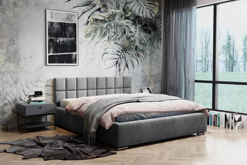 Gulta Hugo Velvet Standard ar stelāžu Guļamvietas platums: 140 cm, Guļamvietas garums: 200 cm, stelāžas tips: koka, · Ga