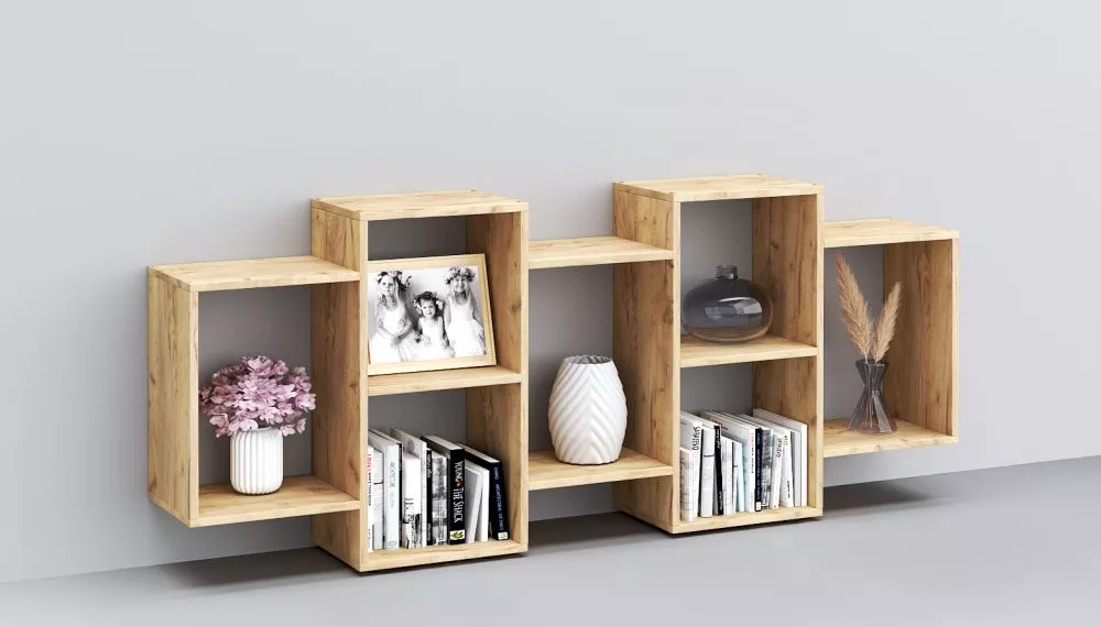 Plaukts Trio Square · Ozols kraft · 165 × 65.2 × 25 cm