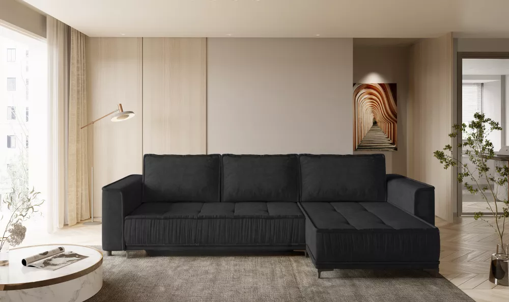 Dīvāns Dallas Corner Standard · Melna · 140 × 240 × 87 cm
