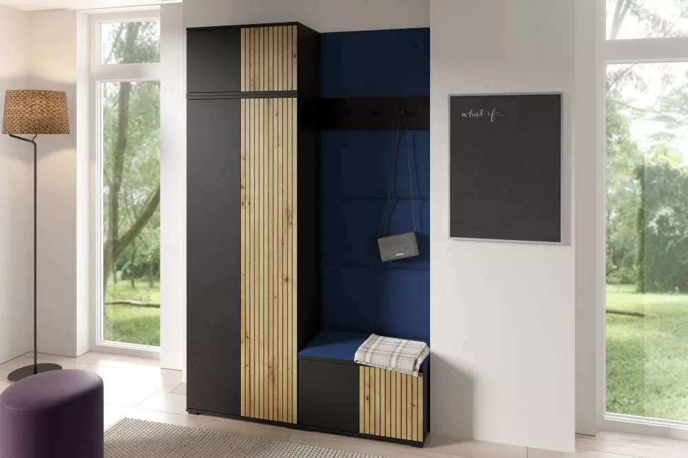 Apavu plaukts Ross 2 Trinity Korpusa krāsa: melns + ozols artisan, · 140 × 225 × 40 cm