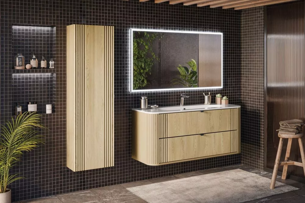 Vannas istabas komplekts Ovalia Cremona 2 ar LED · Ozols kremona · 160 × 46 cm