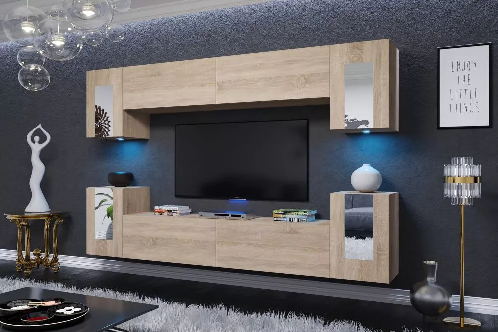 Sekcija Jaman ar LED · Ozols sonoma · 240 × 35 × 170 cm