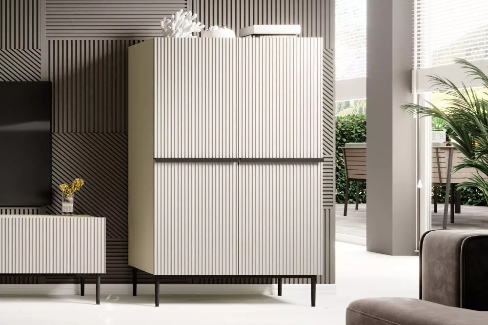 Grāmatu skapis Nicole K100 2D2SZ Black · Gaiši bēšs · 100 × 45 × 160 cm