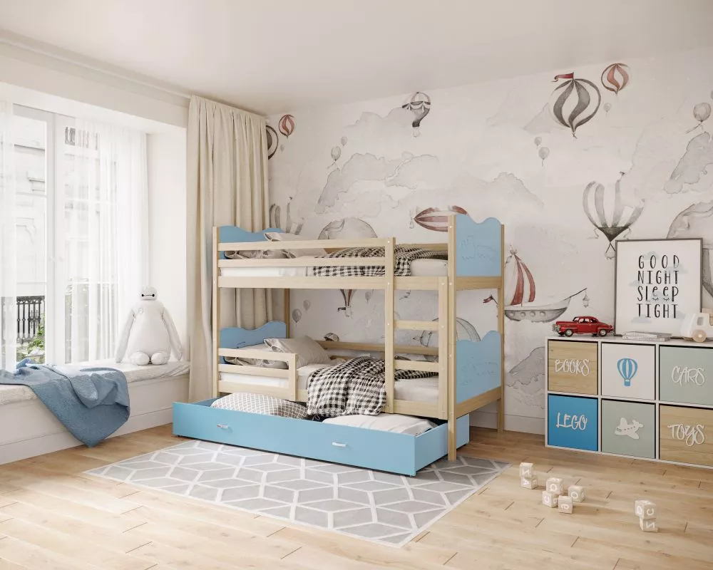 Bērnu gulta Max 90x200 ar stelāžām Guļamvietas platums: 90 cm, Guļamvietas garums: 200 cm, · 96 × 208 × 158 cm