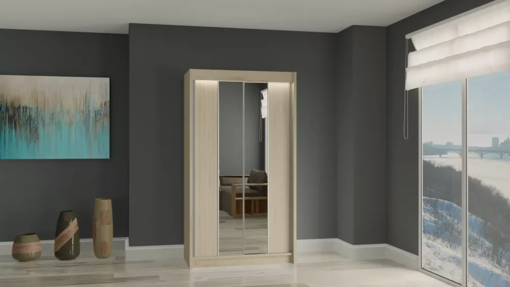Skapis Luzon ar LED · Sonoma · 120 × 61 × 216 cm