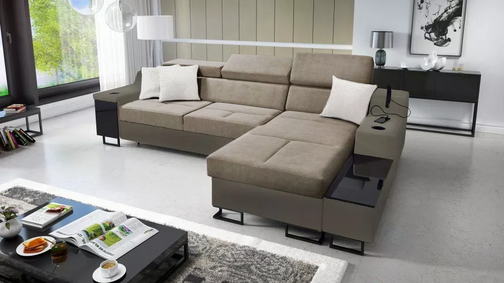 Dīvāns Alicante 1 Maxi Standard · Kapučīno + pelēks · 185 × 293 × 81 cm