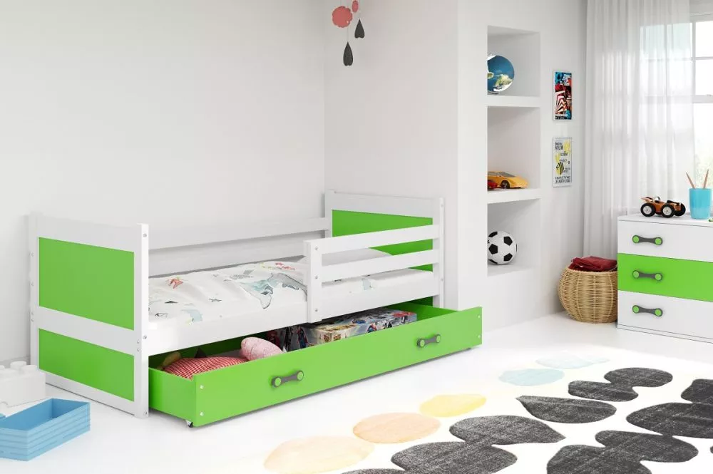 Bērnu gulta Rico Single White ar stelāžu Guļamvietas platums: 90 cm, Guļamvietas garums: 200 cm, · 97 × 205 × 73 cm