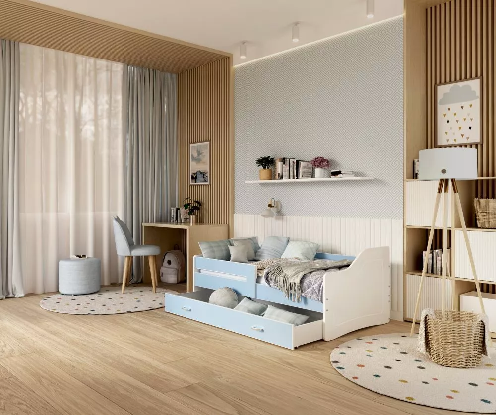 Bērnu gulta Sweety 80x160 ar stelāžu Guļamvietas platums: 80 cm, Guļamvietas garums: 160 cm, · 85 × 163 × 65 cm