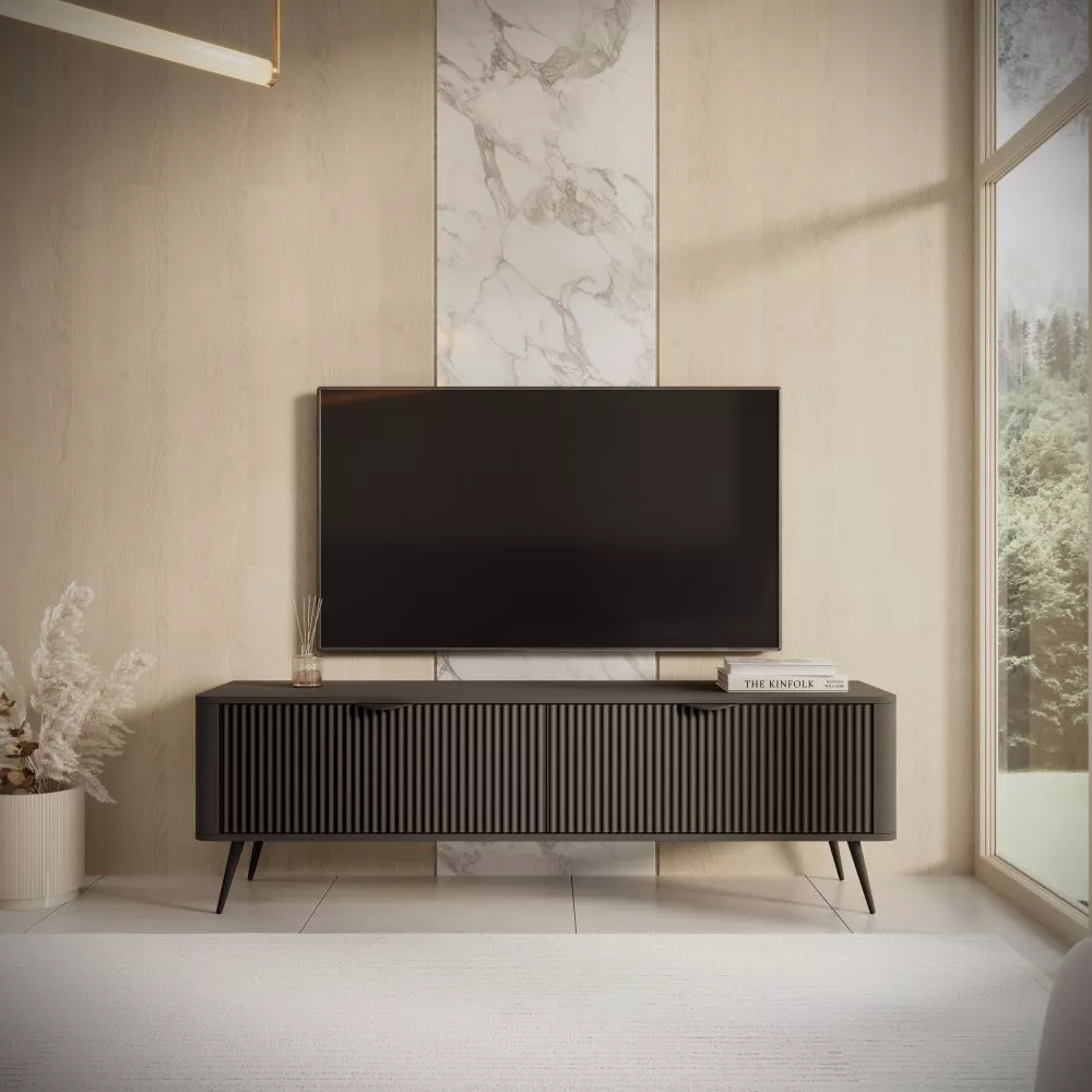 TV tumba Lante F · Melns · 163.2 × 38 × 51.2 cm