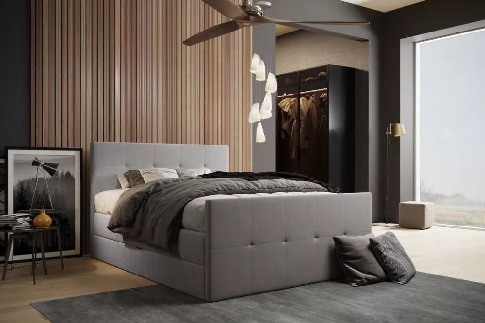 Gulta Karmen Boxspring Standard Guļamvietas platums: 200 cm, Guļamvietas garums: 200 cm, · Gaiši pelēks · 200 × 223 × 11