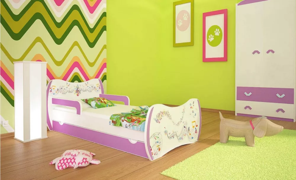 Bērnu gulta Dream L02 140x70 DM17 ar stelāžu Guļamvietas platums: 70 cm, Guļamvietas garums: 140 cm, · 94 × 144 × 71 cm