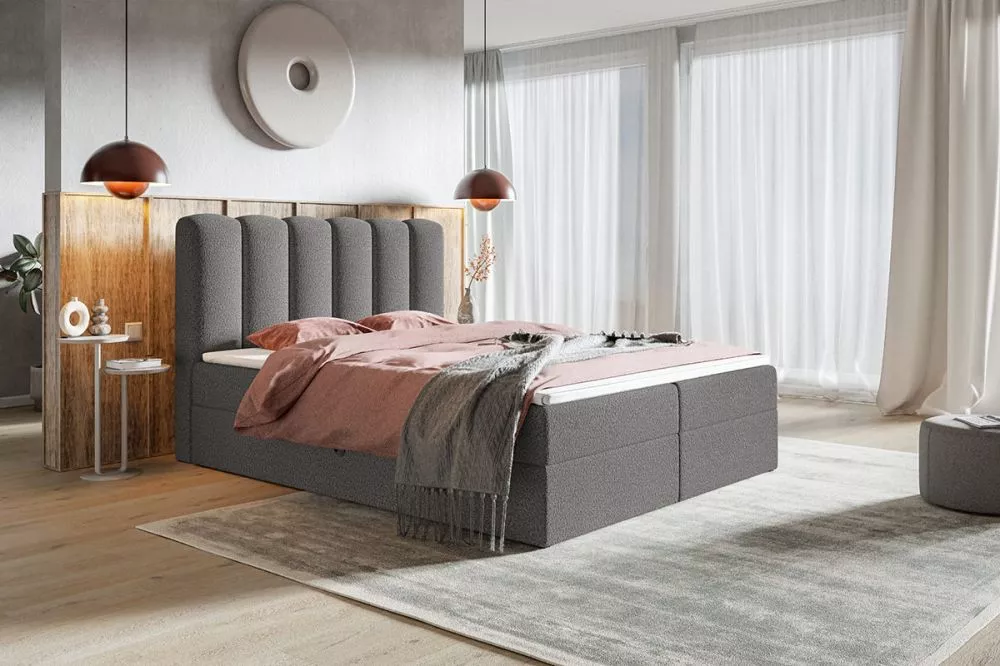 Gulta Box 10 Boxspring standard Guļamvietas platums: 120 cm, Guļamvietas garums: 200 cm, · Tumši pelēks · 120 × 214 × 11