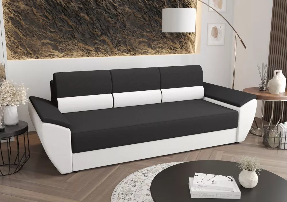 Dīvāns Rebi Bis Standard · Tumši pelēks + balts · 80 × 240 × 78 cm