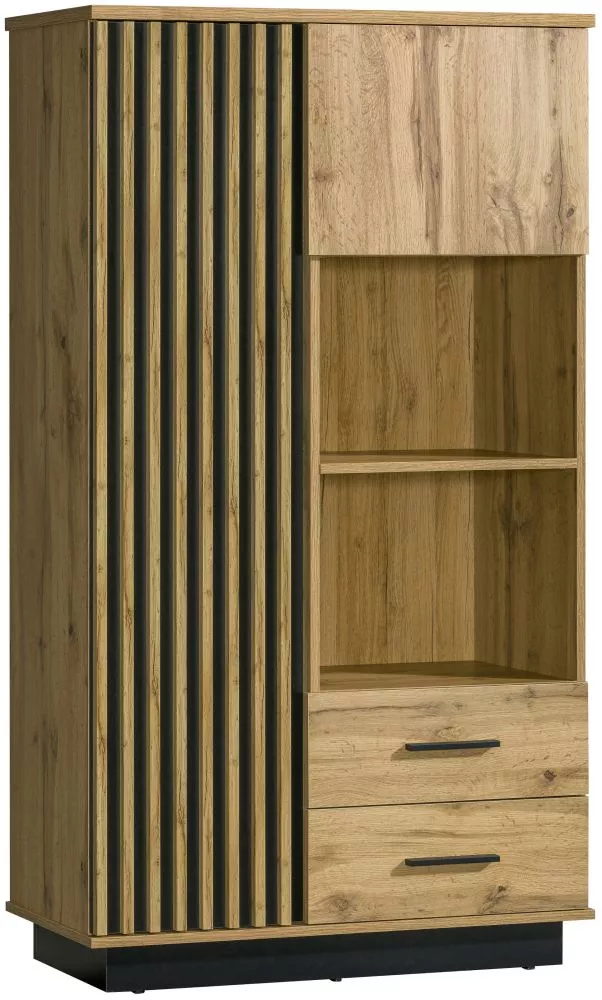Grāmatu skapis Lamelo LA4 Korpusa krāsa: ozols votāns, Elementu krāsa: melns, · 90 × 40 × 159.2 cm