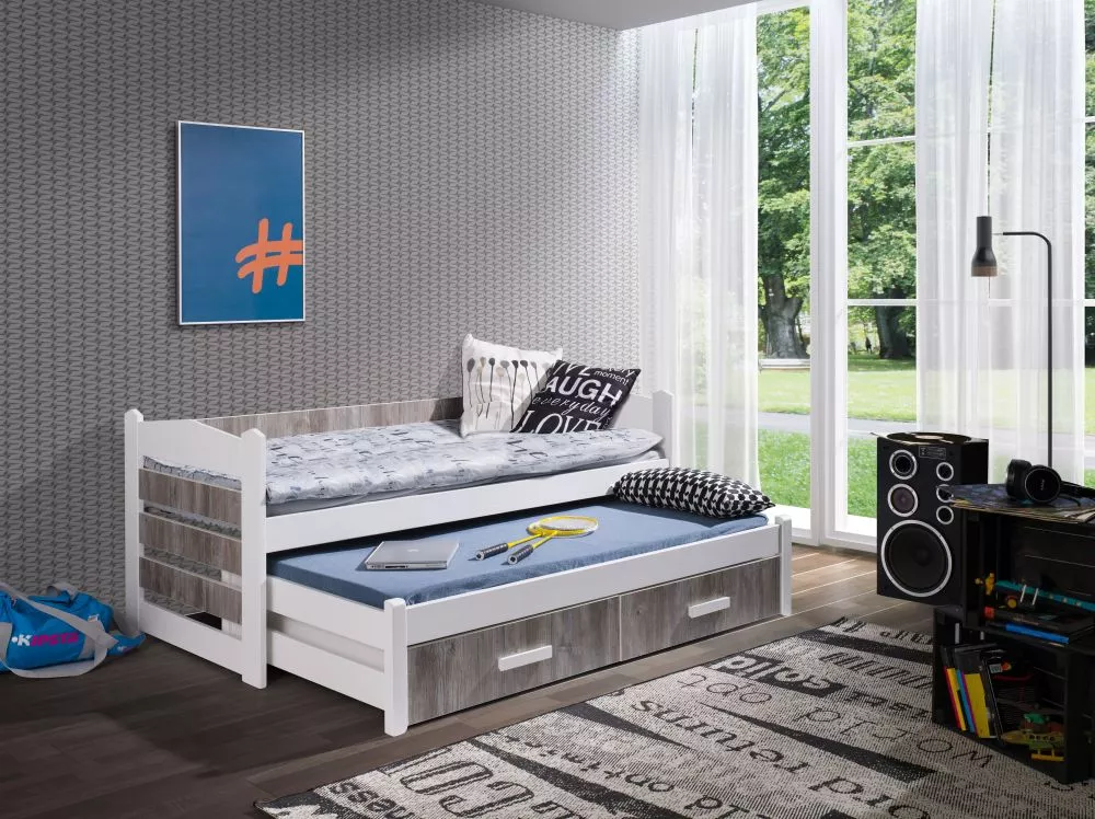 Bērnu gulta Tiago ar stelāžām Guļamvietas platums: 80 cm, Guļamvietas garums: 180 cm, · 87 × 185 × 76 cm
