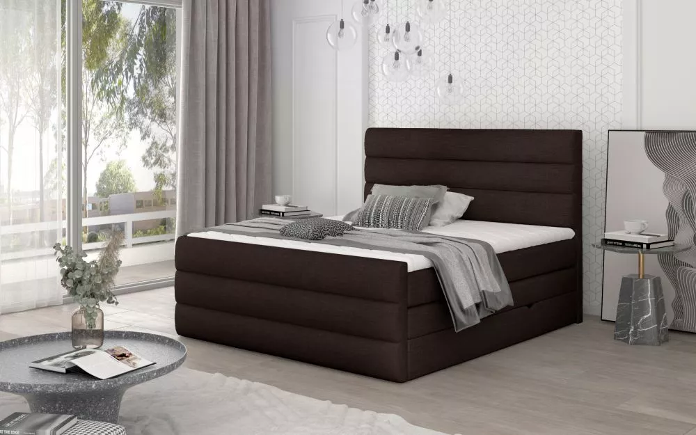 Gulta Cande Boxspring standard Guļamvietas platums: 140 cm, Guļamvietas garums: 200 cm, · Tumši brūns · 140 × 220 × 133 