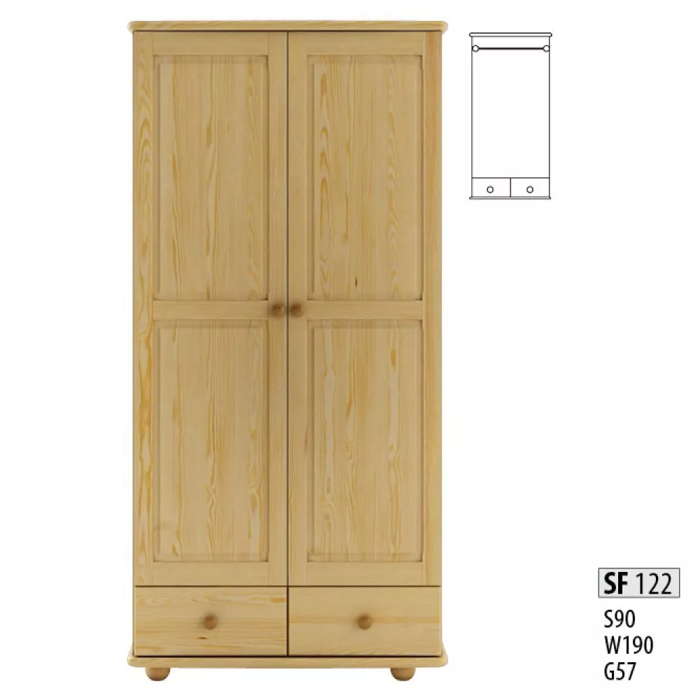 Skapis SF 122 · Priede · 90 × 57 × 190 cm