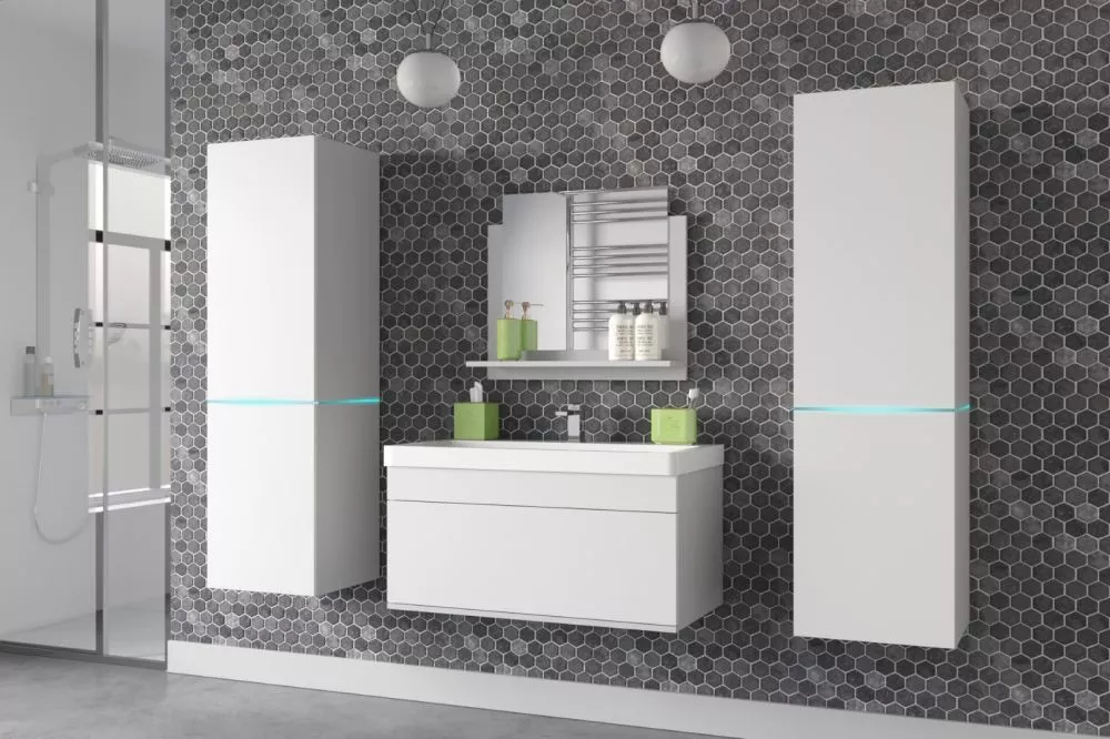Vannas istabas komplekts Alius 31 ar LED · Balts · 140.4 × 35 cm