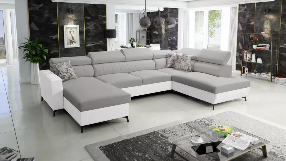 Dīvāns Baltico 6 Standard · Pelēks + balts · 224 × 351 × 83 cm