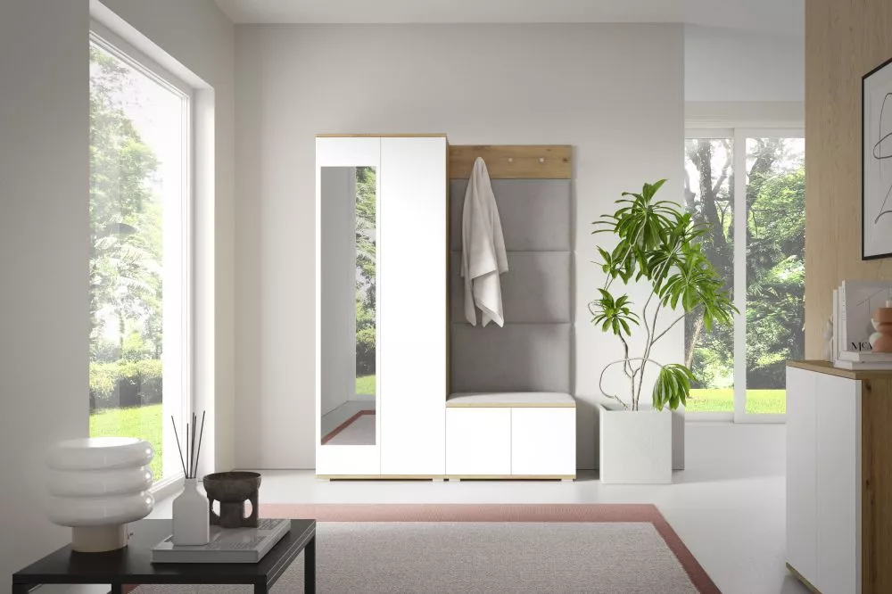 Apavu plaukts Sevilla 1 Trinity Korpusa krāsa: ozols artisan + balts, · 140 × 185 × 40 cm