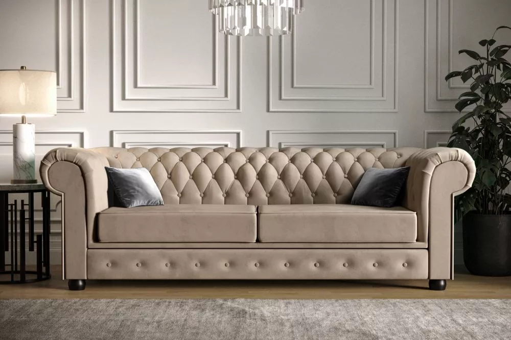 Dīvāns Manchester 3S Velvet Premium Standard · Brūns · 98 × 220 × 72 cm