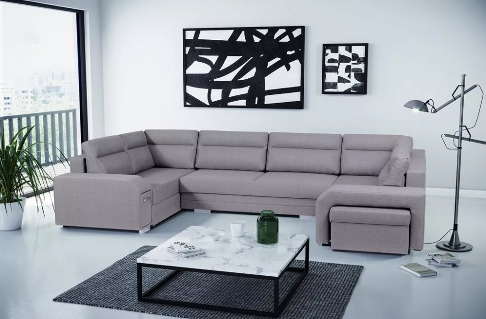 Dīvāns Alvares U Standard · Gaiši pelēks · 205 × 370 × 90 cm